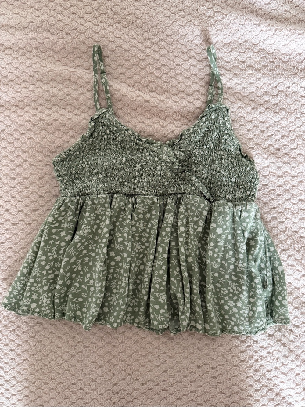 Bluenotes Sage Green Floral Smocked Camisole